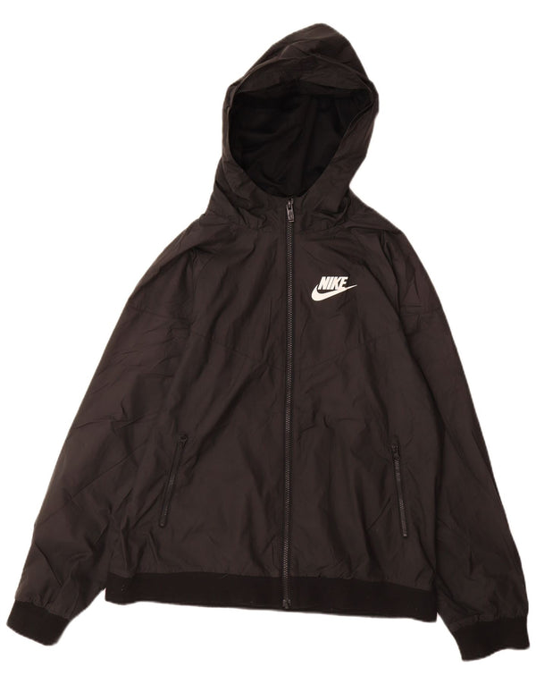 NIKE Boys Hooded Rain Jacket 13-14 Years XL  Black Polyester
