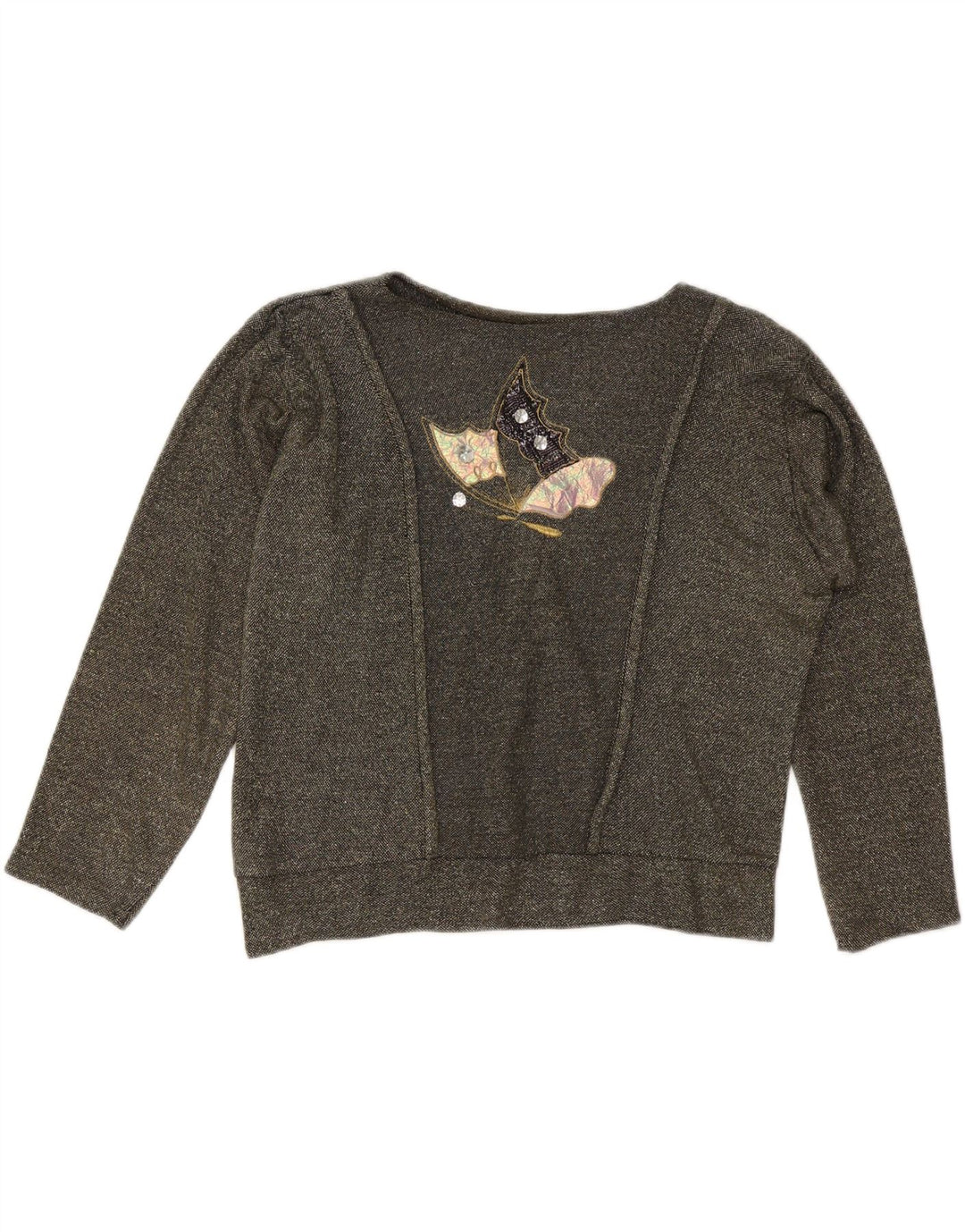 VINTAGE Womens Oversized Graphic Sweatshirt Jumper UK 10 Small Grey