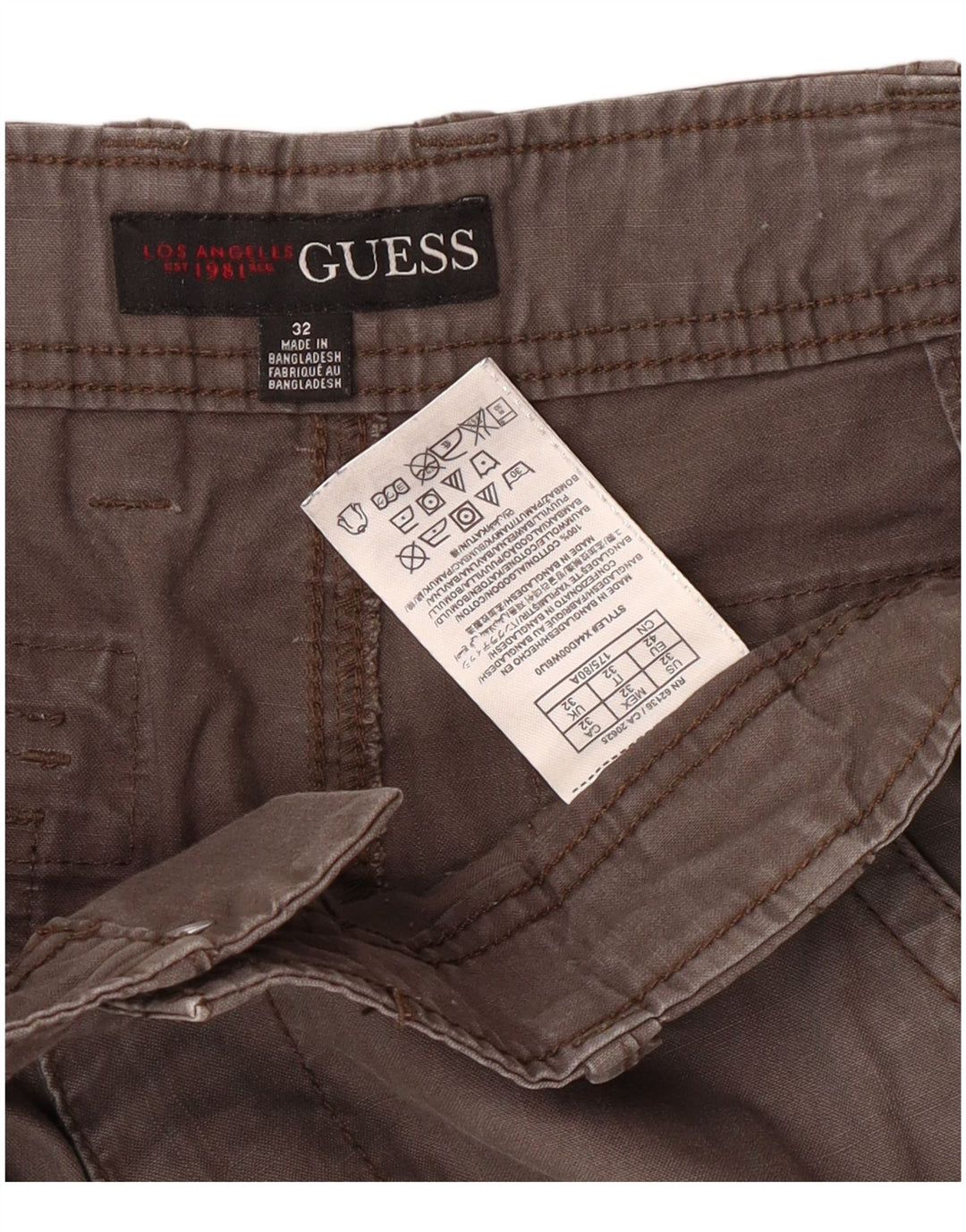 Guess Mens Cargo Shorts W32 Medium Grey Cotton