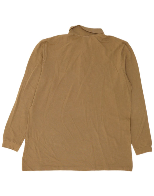 Lacoste Womens Long Sleeve Polo Shirt Size 46 XL Khaki Cotton