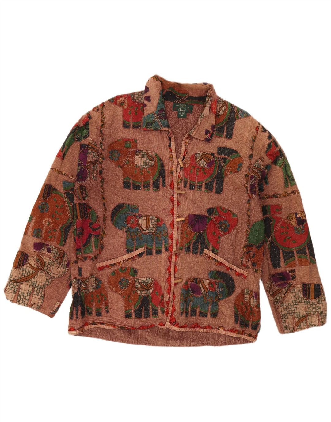 ORVIS Womens Oversized Duffle Jacket UK 14 Medium Brown Animal Print