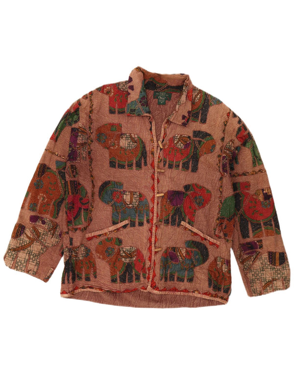 ORVIS Womens Oversized Duffle Jacket UK 14 Medium Brown Animal Print