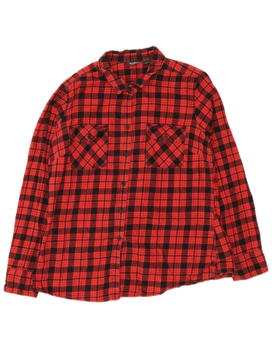 Eddie Bauer Womens Flannel Shirt UK 18 XL Red Check Cotton