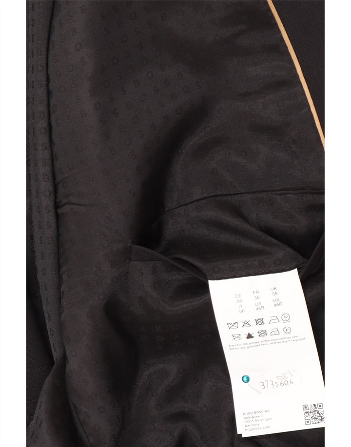 Hugo Boss Mens 2 Button Blazer Jacket EU 56 3XL Black Wool