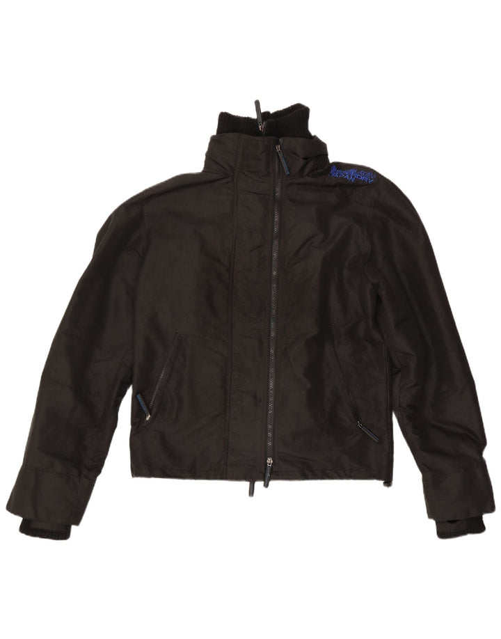 Superdry Womens Graphic Rain Jacket UK 14 Medium Black