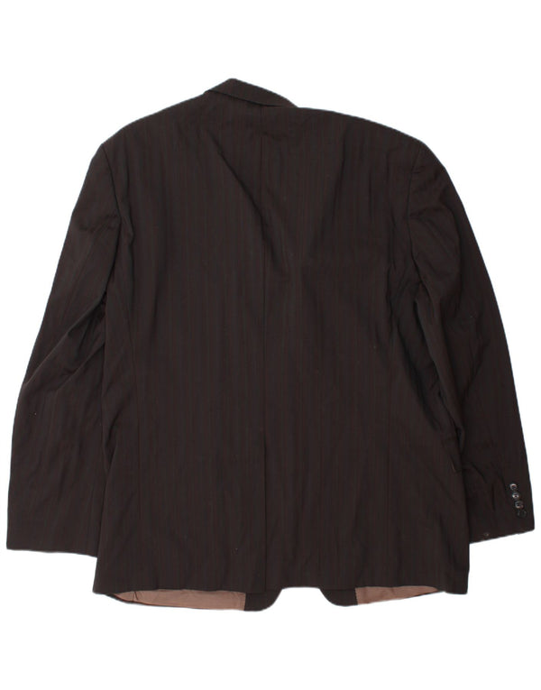 HUGO BOSS Mens 2 Button Blazer Jacket EU 58 4XL Brown Pinstripe Wool