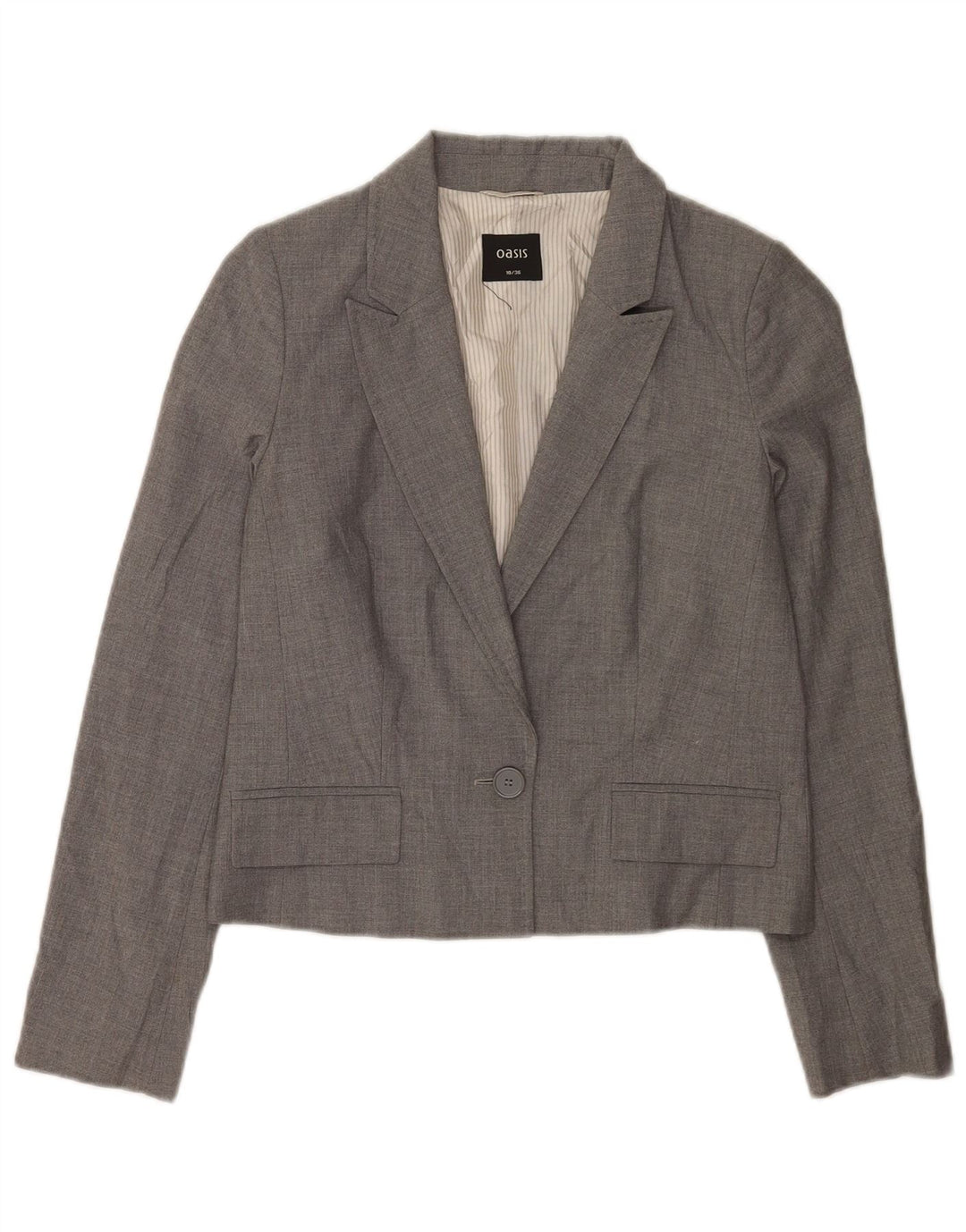 Oasis Womens 1 Button Blazer Jacket UK 10 Small Grey Polyester