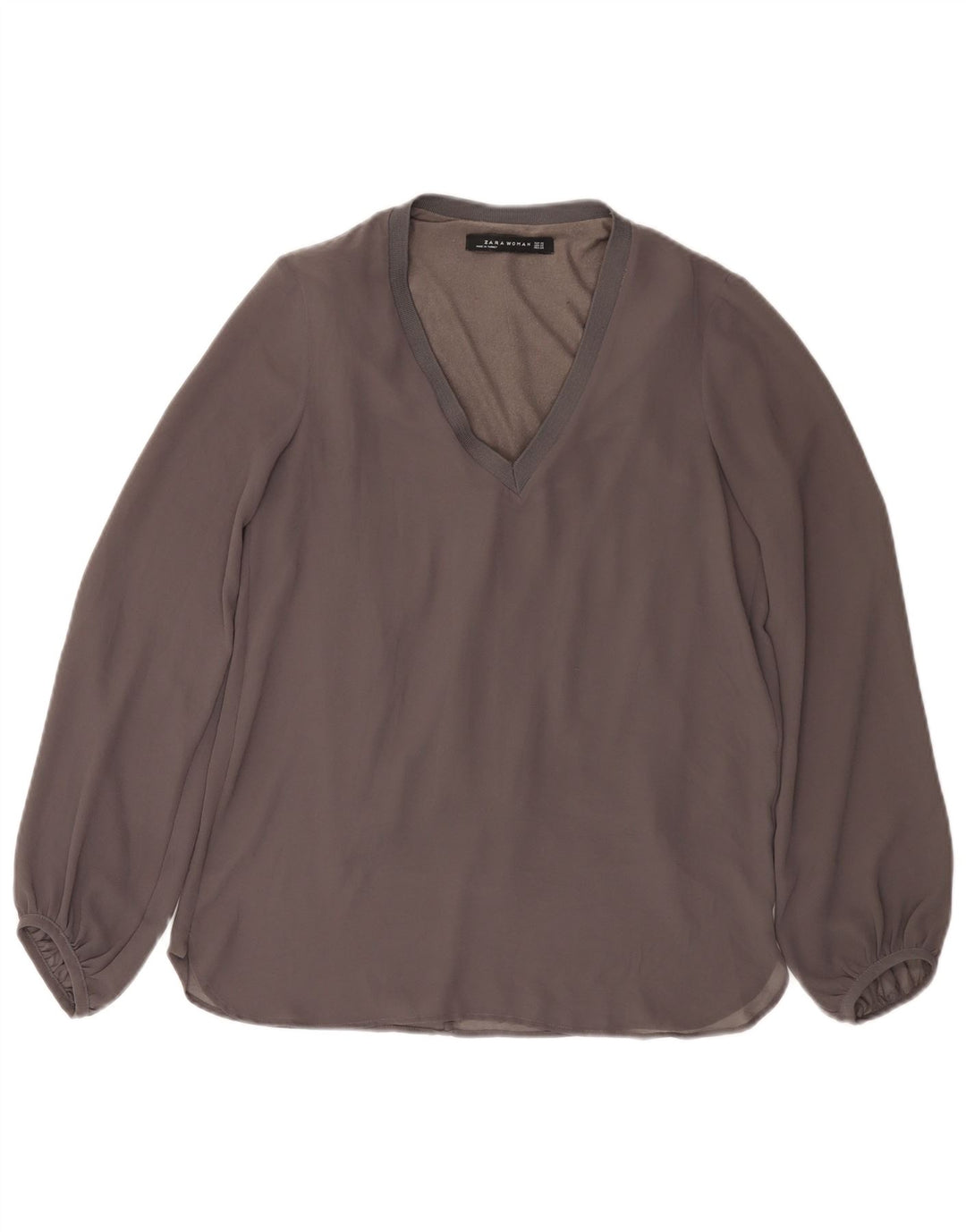 Zara Womens Long Sleeve Blouse Top UK 6 XS Grey