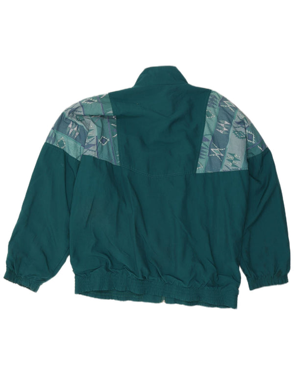Jean Leduc Mens Tracksuit Top Jacket XL Green Geometric Polyester