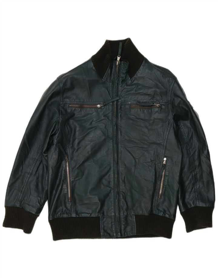 Williams Wilson Mens Leather Jacket UK 40 Large Green Leather