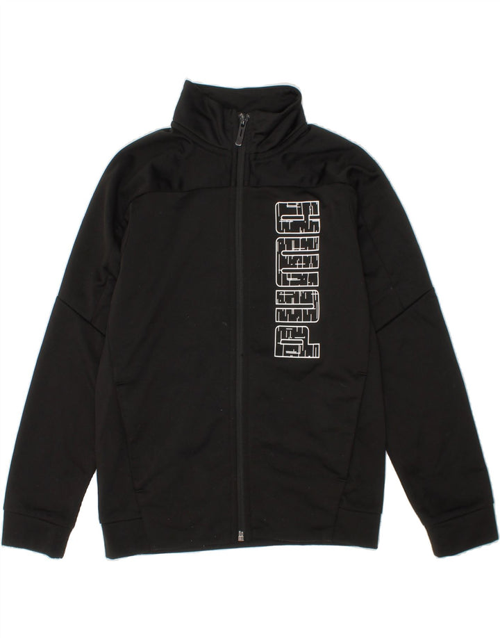 PUMA Boys Graphic Tracksuit Top Jacket 7-8 Years Black Polyester Vintage Puma and Second-Hand Puma from Messina Hembry 