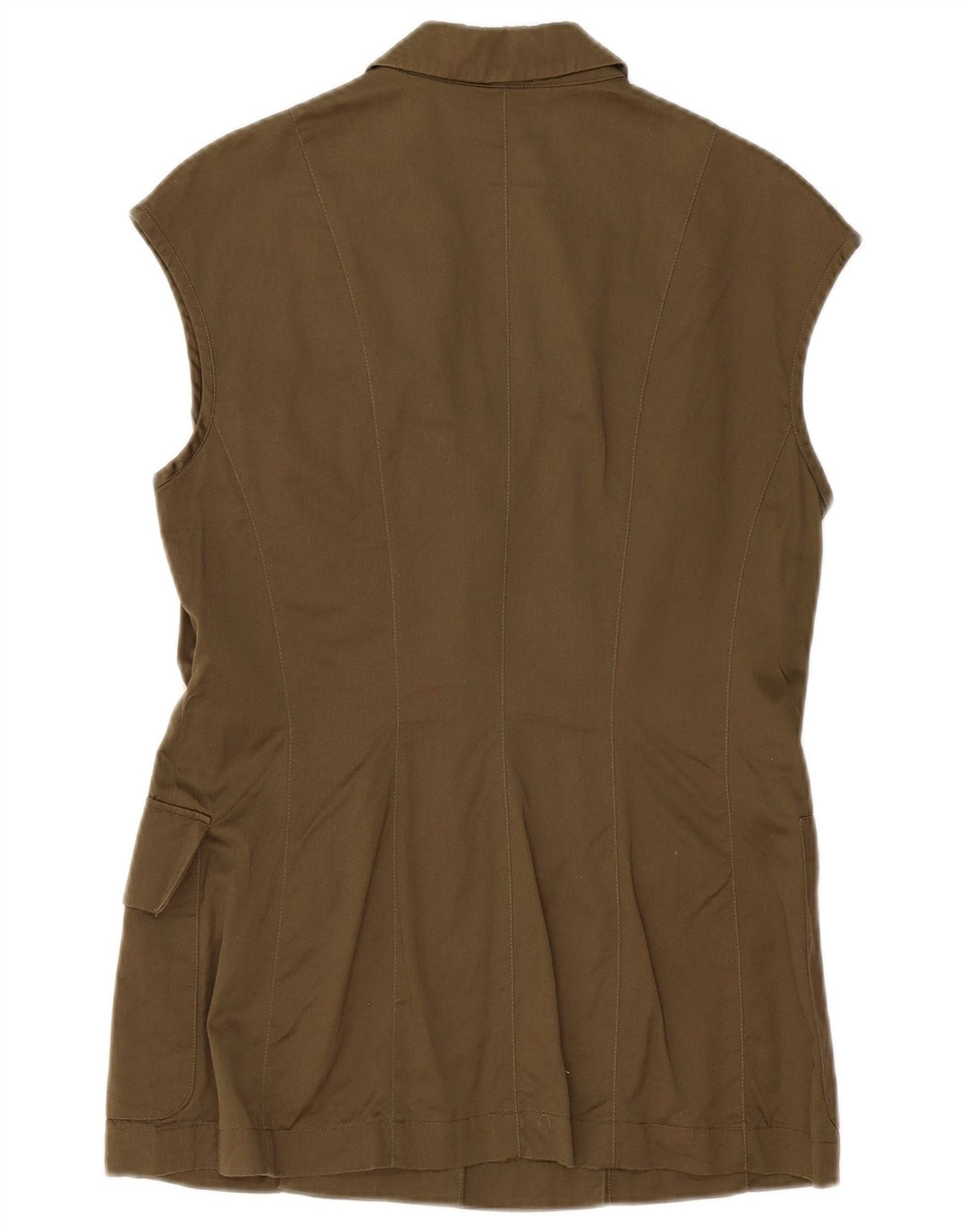 MONDI Womens Sleeveless 4 Button Blazer Jacket EU 38 Medium Khaki Cotton