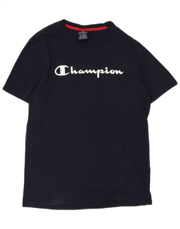 CHAMPION Mens Graphic T-Shirt Top XL Navy Blue Cotton