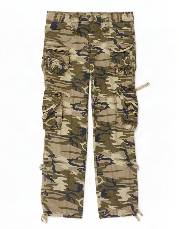 Vintage Womens Straight Cargo Trousers W31 L33 Khaki Camouflage Cotton