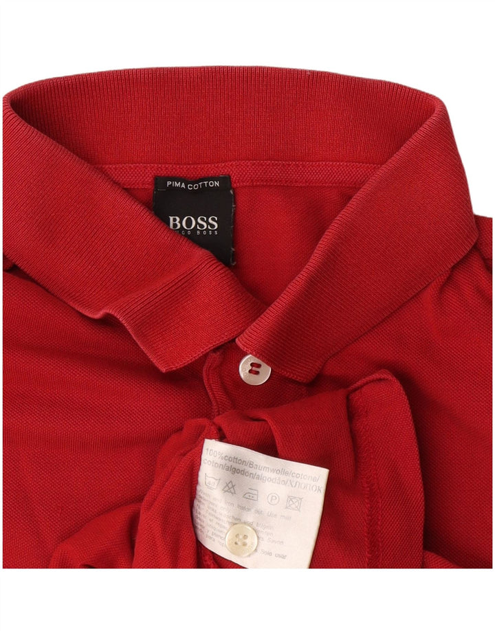 Hugo Boss Mens Polo Shirt Medium Red Cotton