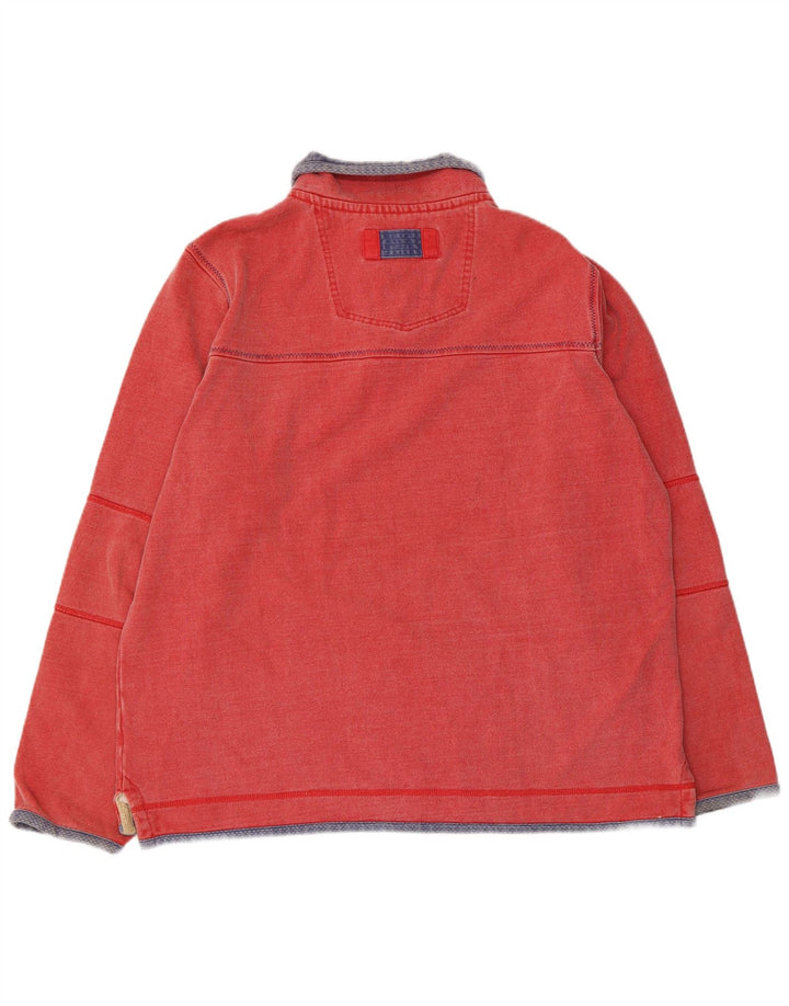 Fat Face Mens Zip Neck Sweatshirt Jumper Large Red Cotton