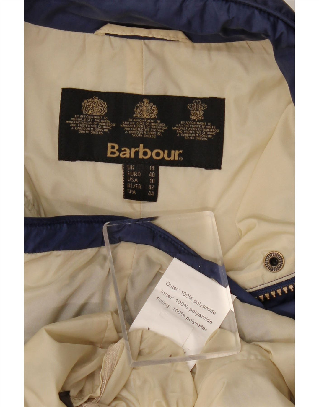Barbour Womens Quilted Jacket UK 14 Large Navy Blue Polyamide