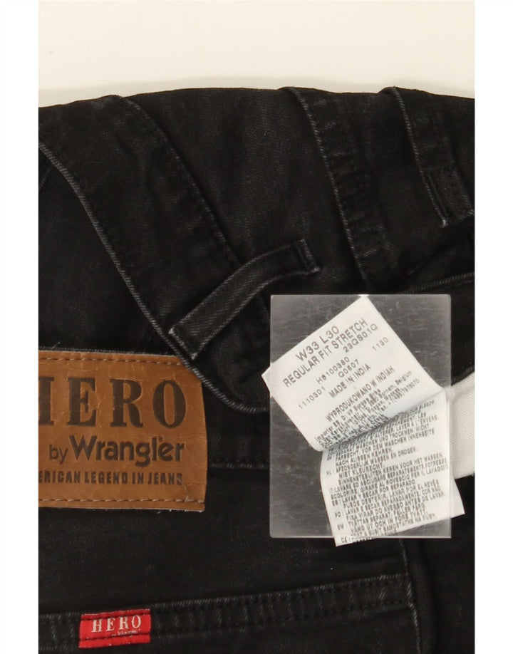 WRANGLER Mens Hero Regular Fit Straight Jeans W33 L30 Black Cotton