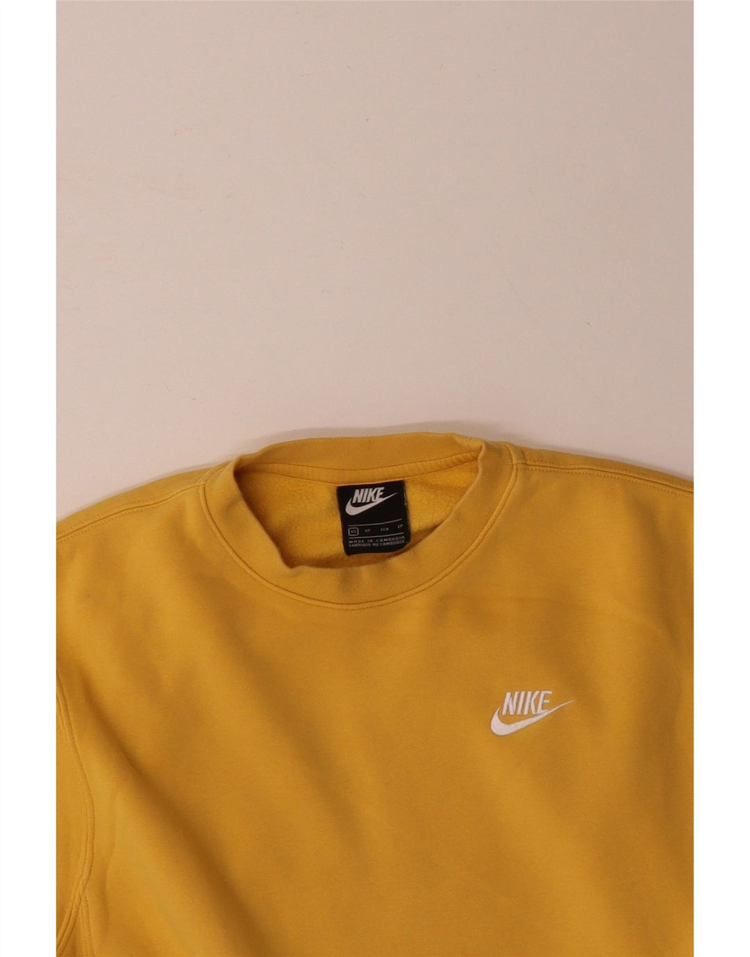 NIKE Mens Sweatshirt Jumper XS Yellow Cotton