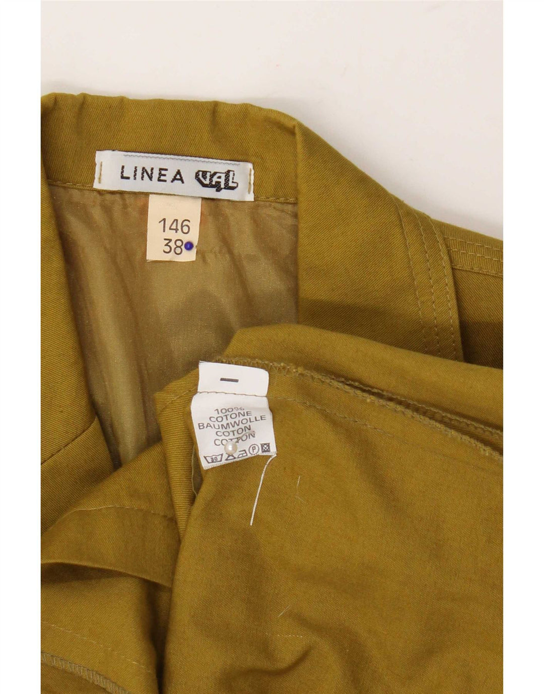 Vintage Womens 3/4 Sleeve 2 Button Blazer Jacket EU 38 Medium Khaki Cotton