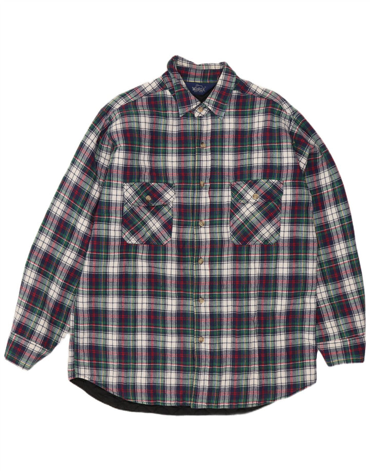 WOOLRICH Mens Flannel Shirt Large Navy Blue Check