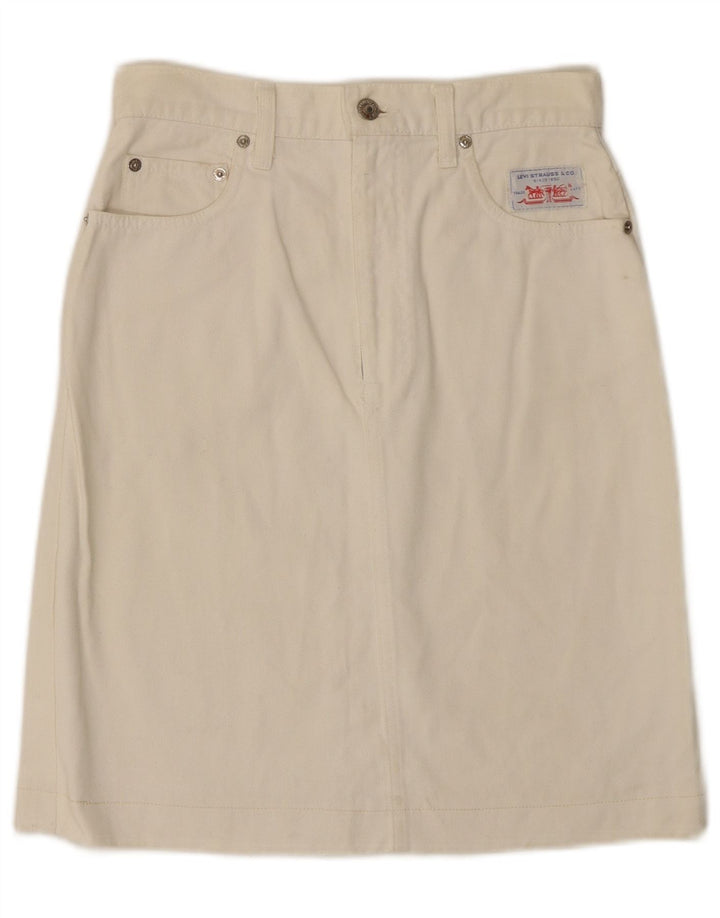 LEVI'S Womens Denim Skirt W26 Small Off White