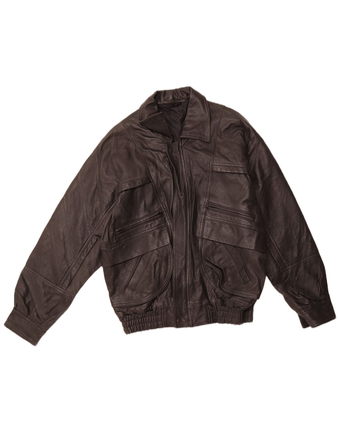 VINTAGE Mens Leather Jacket EU 46 Small Black Leather