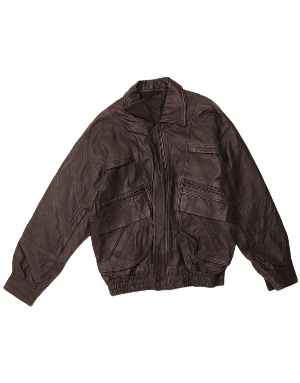 VINTAGE Mens Leather Jacket EU 46 Small Black Leather