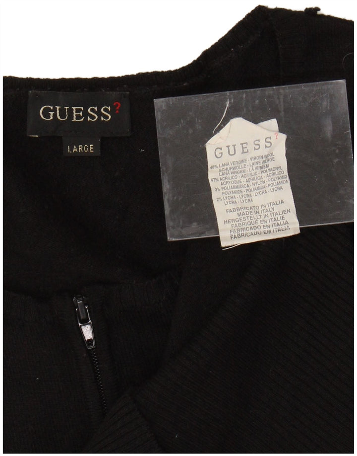 GUESS Womens Crop 3/4 Sleeve Cardigan Sweater UK 14 Large Black