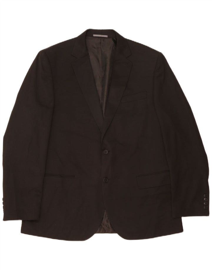 Marks & Spencer Mens 2 Button Blazer Jacket UK 44 XL Black Polyester