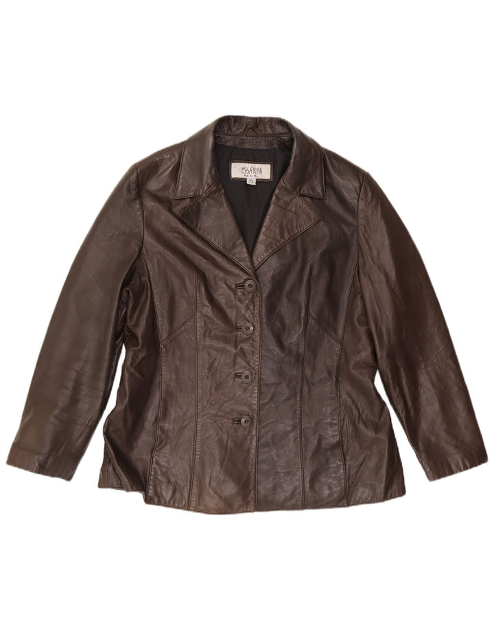 WILSONS Womens Maxima Leather Jacket UK 18 XL Brown Leather