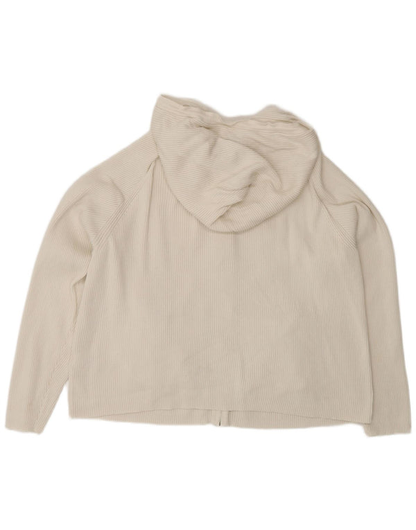 Marks & Spencer Womens Hooded Cardigan Sweater UK 18 XL Off White Cotton