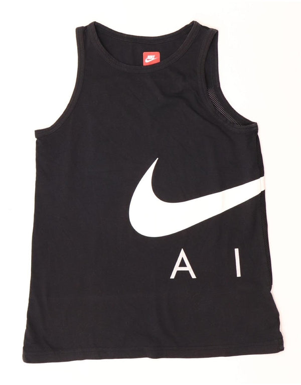 NIKE Boys Graphic Vest Top 13-14 Years XL Black Colourblock Cotton
