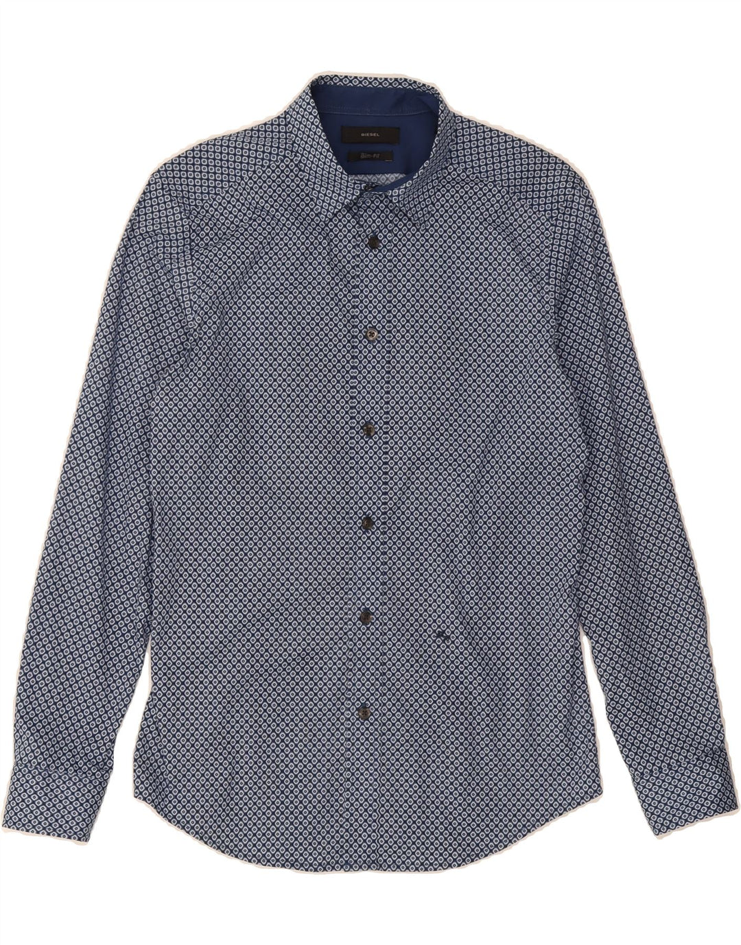 DIESEL Mens Slim Fit Shirt Small Blue Geometric Cotton Vintage Diesel and Second-Hand Diesel from Messina Hembry 