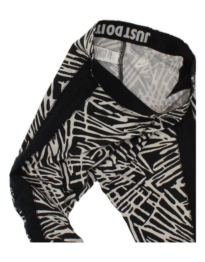 NIKE Womens Leggings UK 4 XS Black Geometric Vintage Nike and Second-Hand Nike from Messina Hembry 