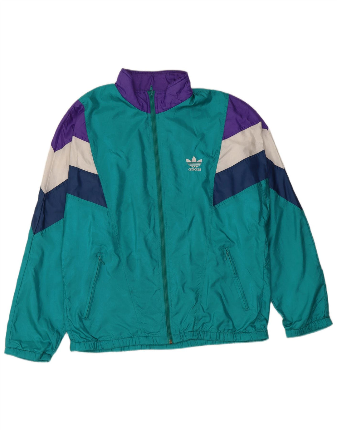 Adidas Mens Retro Tracksuit Top Jacket UK 36/38 Small Turquoise Polyamide