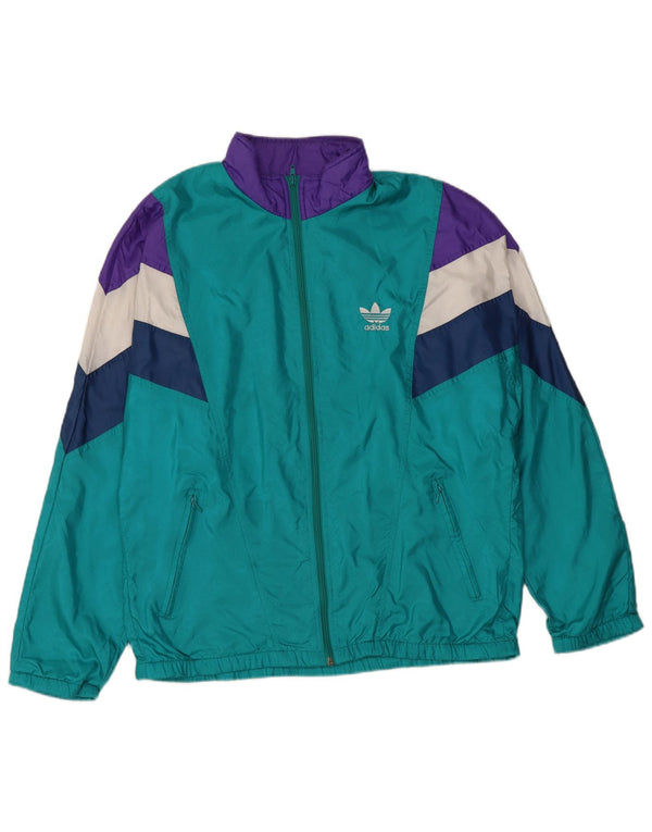 Adidas Mens Retro Tracksuit Top Jacket UK 36/38 Small Turquoise Polyamide