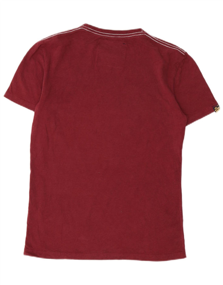 SUPERDRY Mens Classic Fit Graphic T-Shirt Top Small Burgundy Cotton