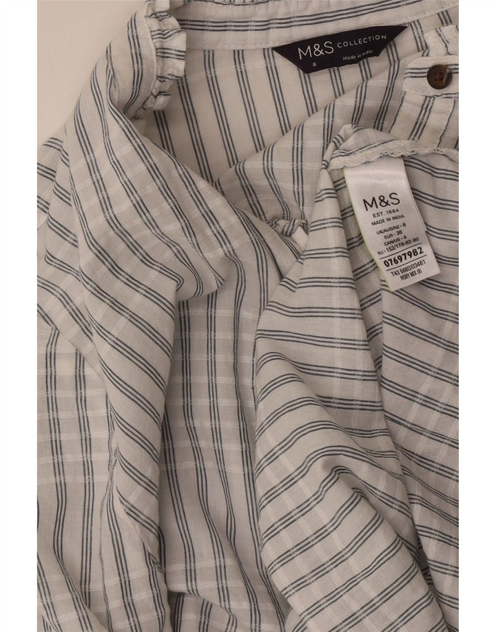Marks & Spencer Womens Oversized Pullover Shirt UK 8 Small White Check