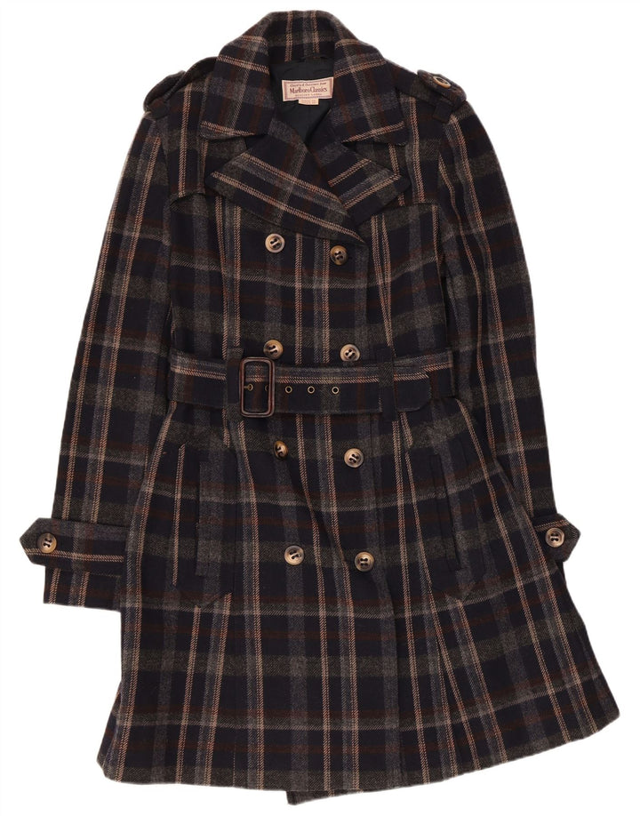 Marlboro Classics Womens Trench Coat IT 44 Medium Black Check
