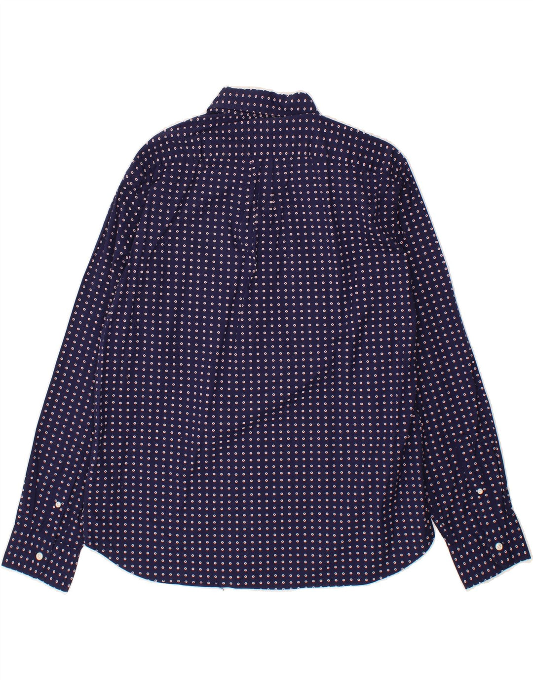 J. CREW Mens Slim Shirt Large Navy Blue Spotted Cotton Vintage J. Crew and Second-Hand J. Crew from Messina Hembry 