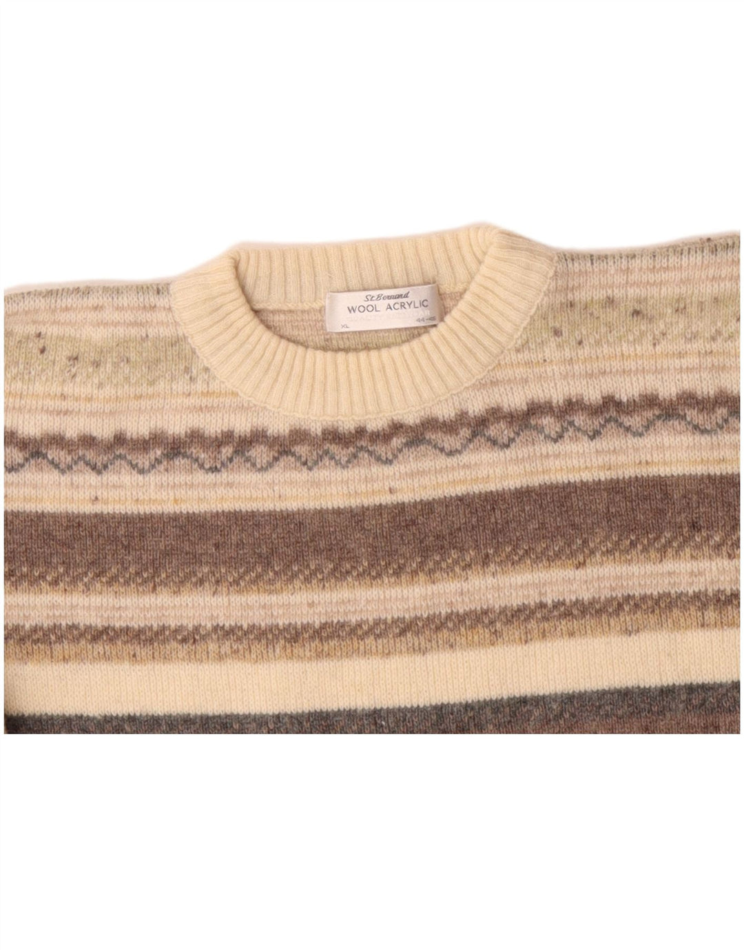ST. BERNARD Mens Crew Neck Jumper Sweater Size 44/46 XL Beige Fair Isle