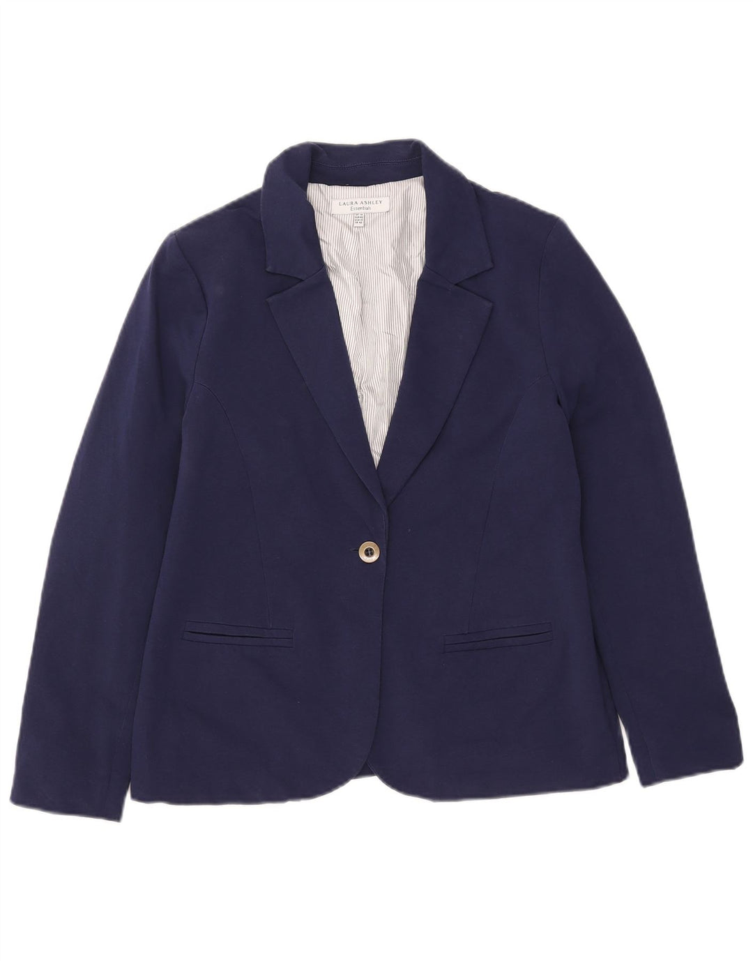 Laura Ashley Womens 1 Button Blazer Jacket UK 14 Large Navy Blue Cotton