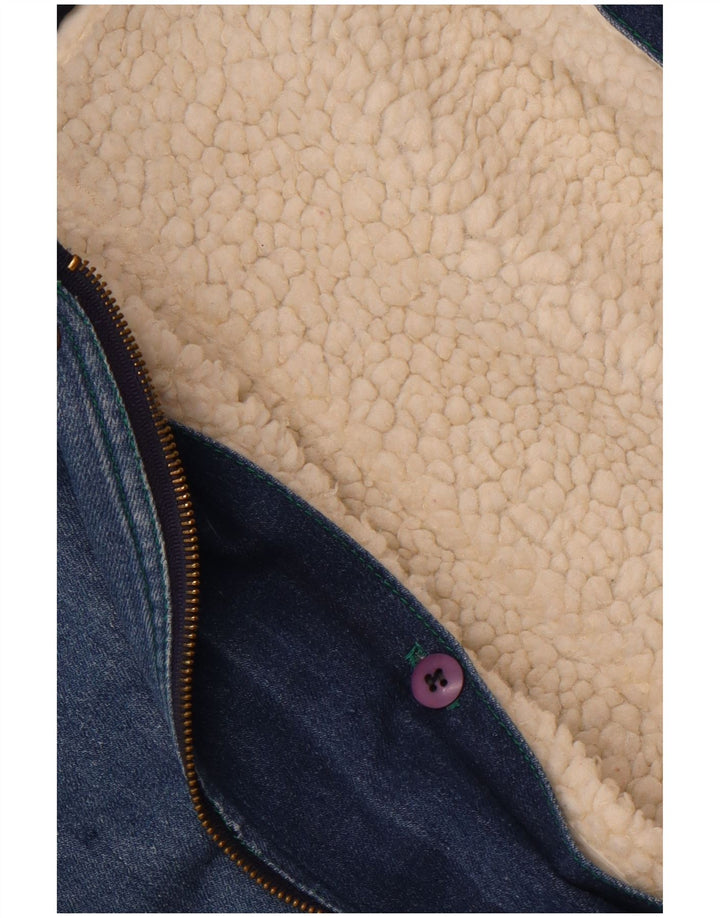 Vintage Womens Sherpa Denim Jacket UK 14 Large Blue