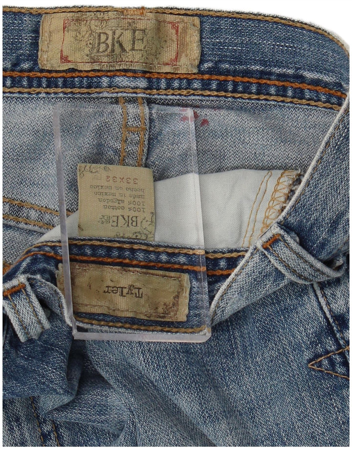 BKE Mens Tyler Bootcut Jeans W33 L32 Blue Cotton