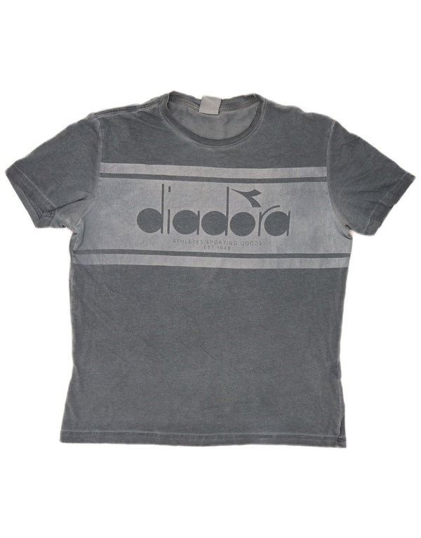 Diadora Mens Graphic T-Shirt Top Medium Grey Cotton