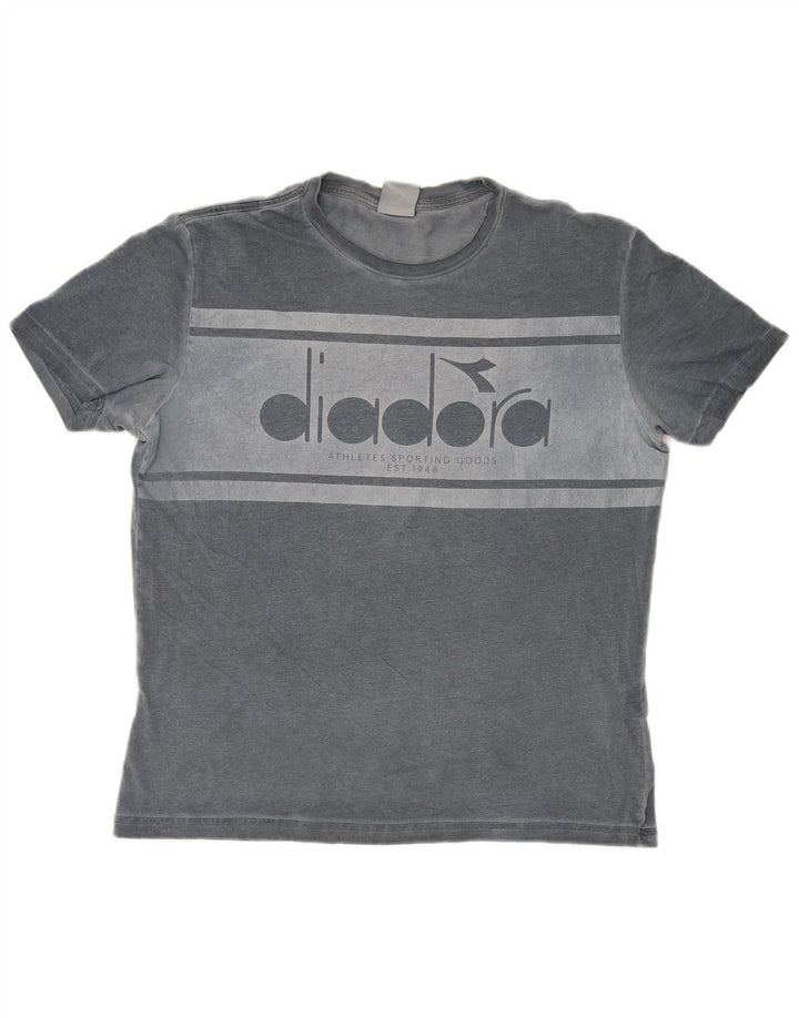Diadora Mens Graphic T-Shirt Top Medium Grey Cotton