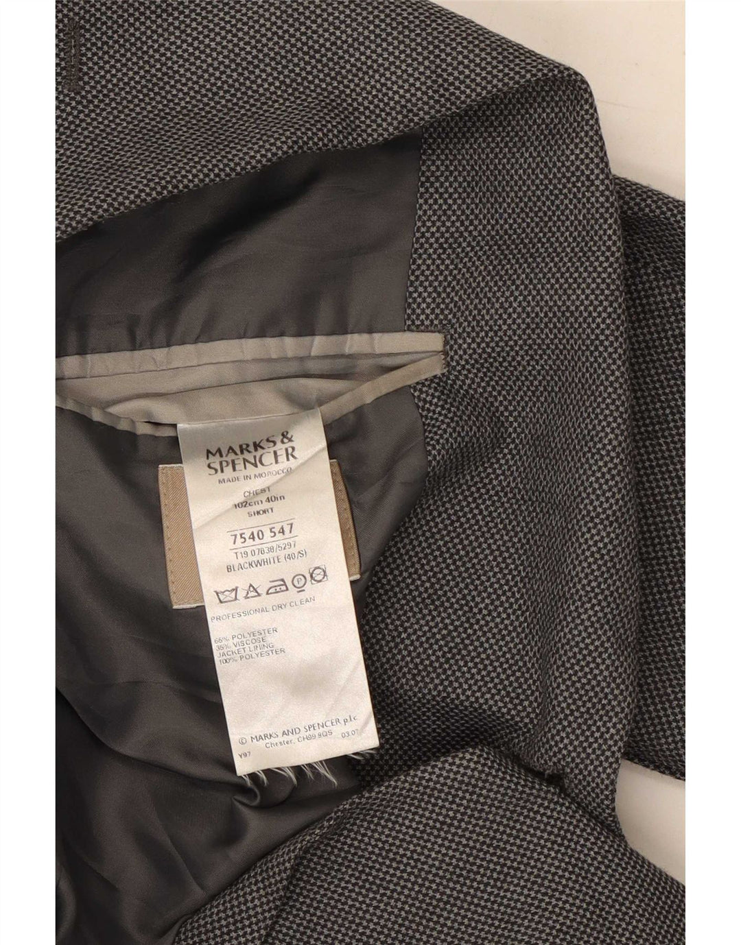 Marks & Spencer Mens 2 Button Blazer Jacket UK 40 Medium Grey Polyester