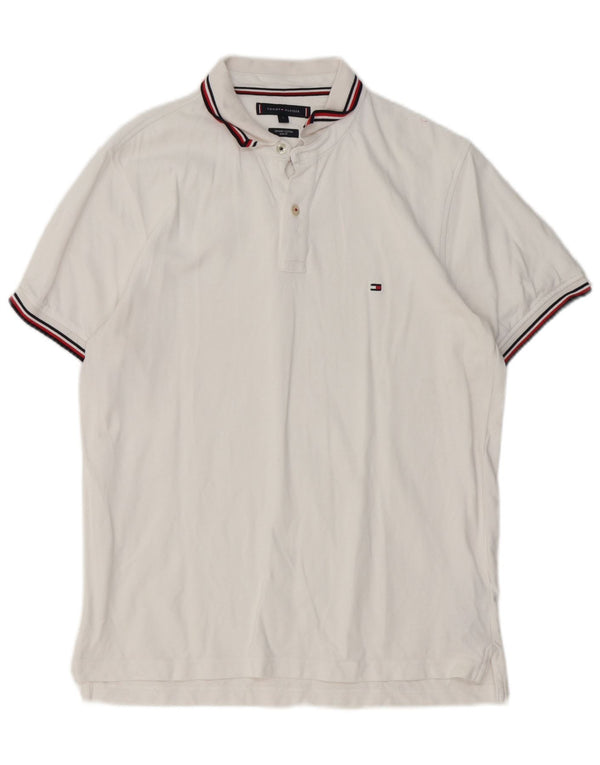 Tommy Hilfiger Mens Slim Fit Polo Shirt Large White Cotton