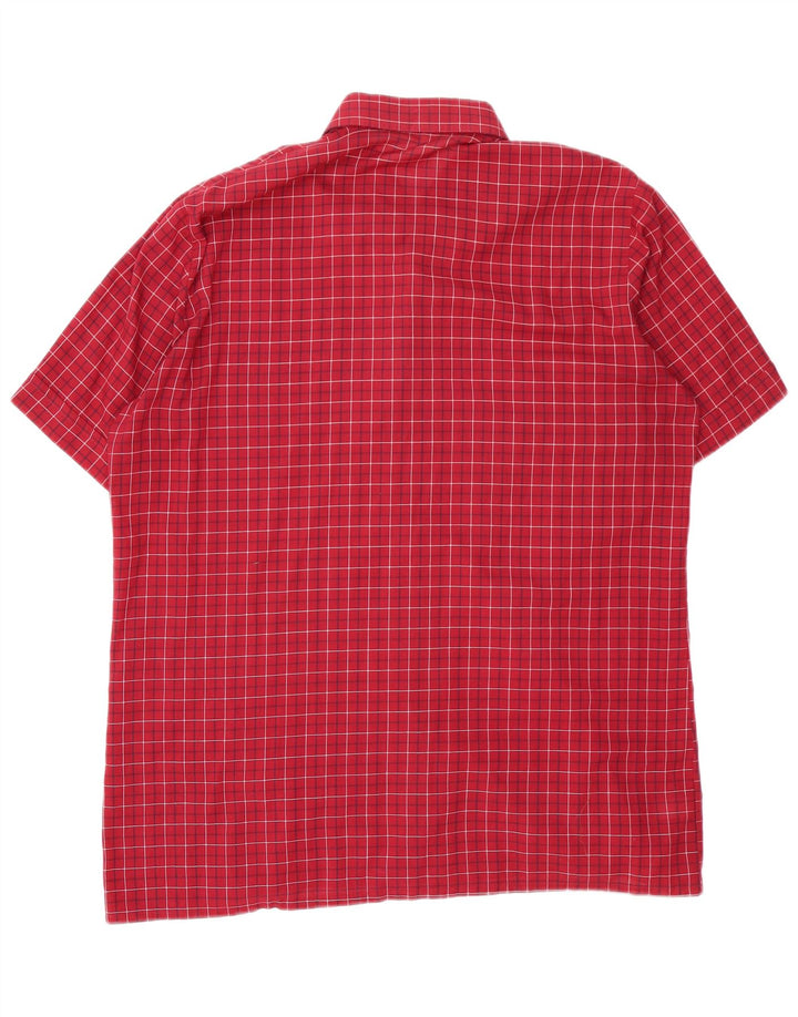 VINTAGE Mens Short Sleeve Shirt Medium Red Check